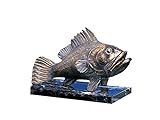 Henecka 🎣 Angelsport-Pokal, Metall-Guss-Figur -Barsch-, Sportfischer, Angler Trophäe, Fisch Skulptur Bronze, Marmorsockel, mit Wunschgravur
