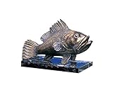 Henecka 🎣 Angelsport-Pokal, Metall-Guss-Figur -Barsch-, Sportfischer, Angler Trophäe, Fisch Skulptur Bronze, Marmorsockel, mit Wunschgravur