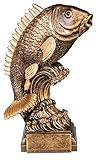 Henecka Angeln-Pokal, Angeln-Resinfigur Fisch, altgold, mit Wunschgravur, Größe 26 cm