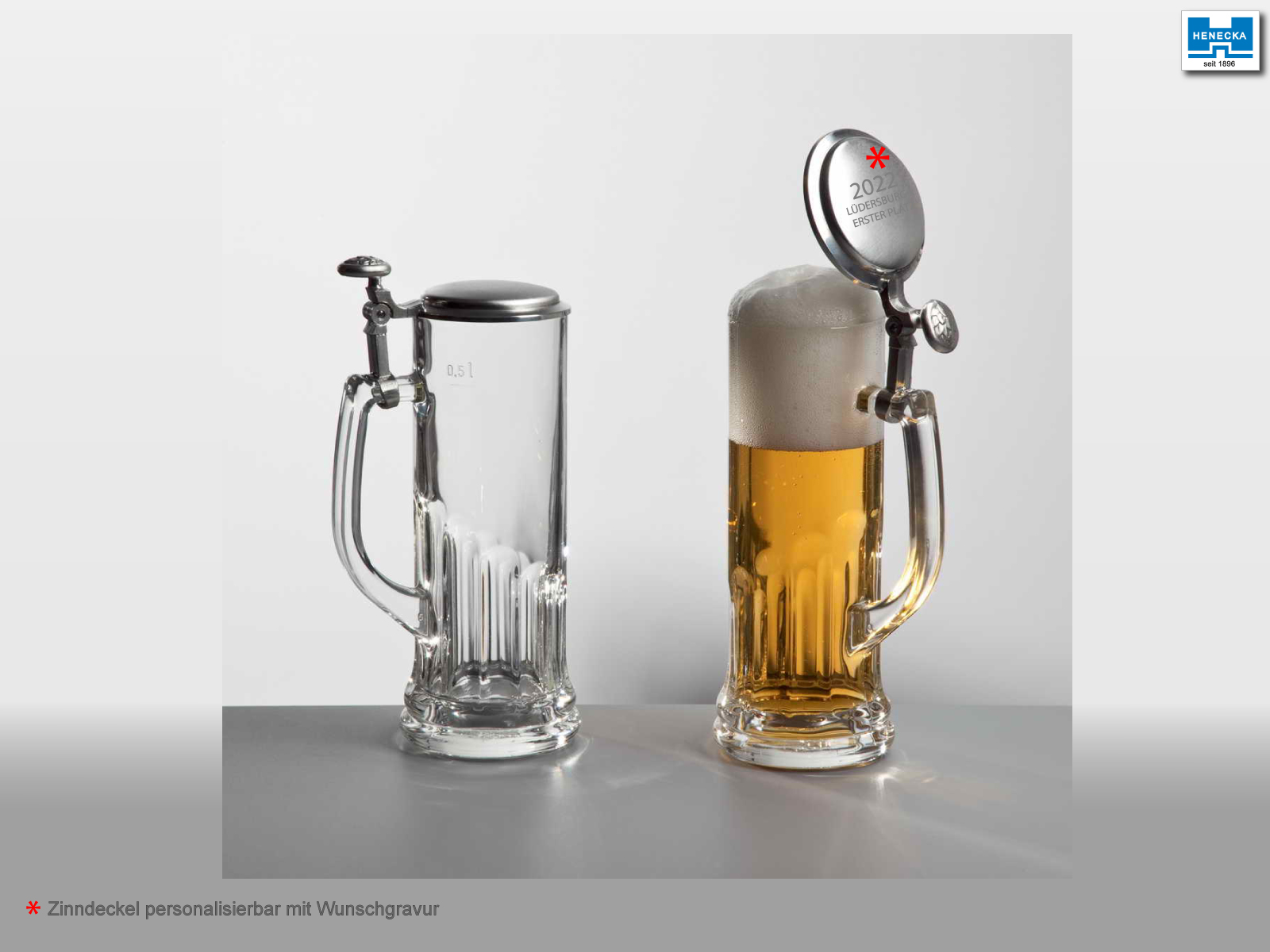 Trinkpokal Bierkrug Zinndeckel Bierseidel personalisierbar mit Wunschgravur